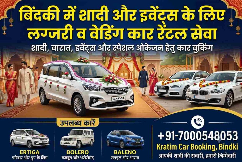 बिंदकी में शादी और इवेंट्स के लिए लग्जरी व वेडिंग कार रेंटल सेवा